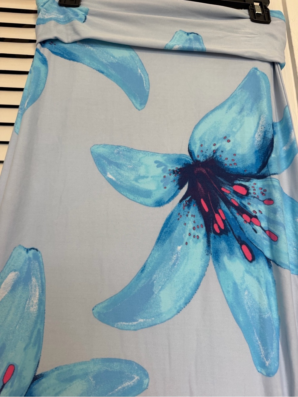 Derek Heart Light Blue Maxi Skirt with Blue Floral Print - Picture 2 of 3